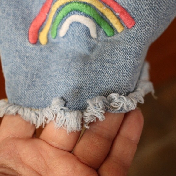 Target Pride Pastel Rainbow Queen Embroidered Shortalls Overall Shorts Medium - Picture 3 of 16